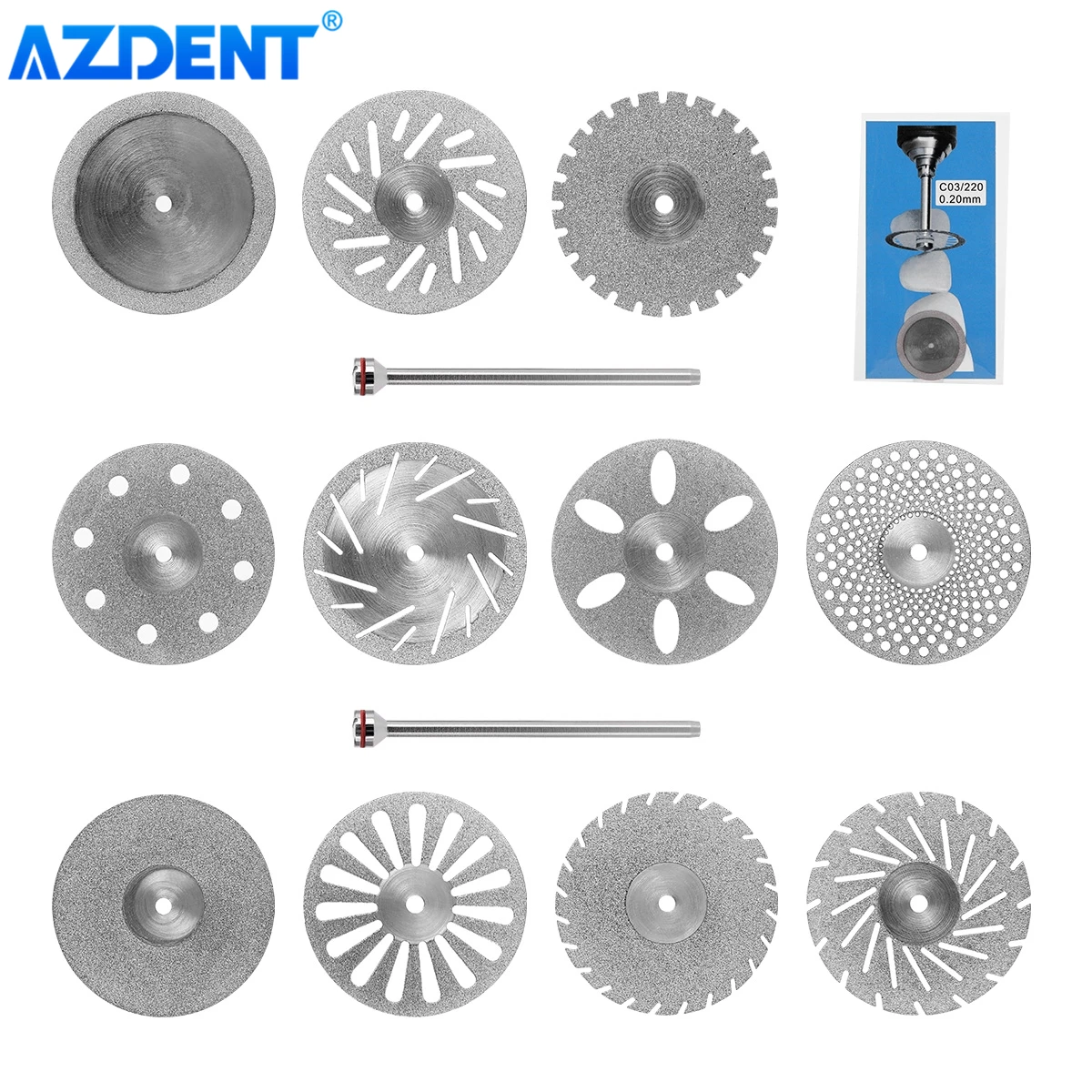 

AZDENT 11 Sizes Dental Lab Diamond Disc 0.20mm Ultra-thin Double Side Grit Disk Cutting Tool Dia 22mm Polisher Dentistry Dentist