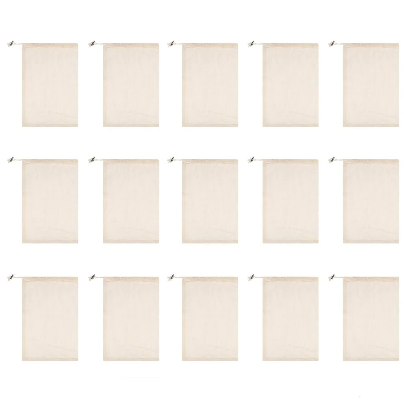 

15Pcs Large Reusable Produce Bags Cotton Washable Mesh Bags for Grocery Shopping Fruit Vegetable Organizer Storage Bag