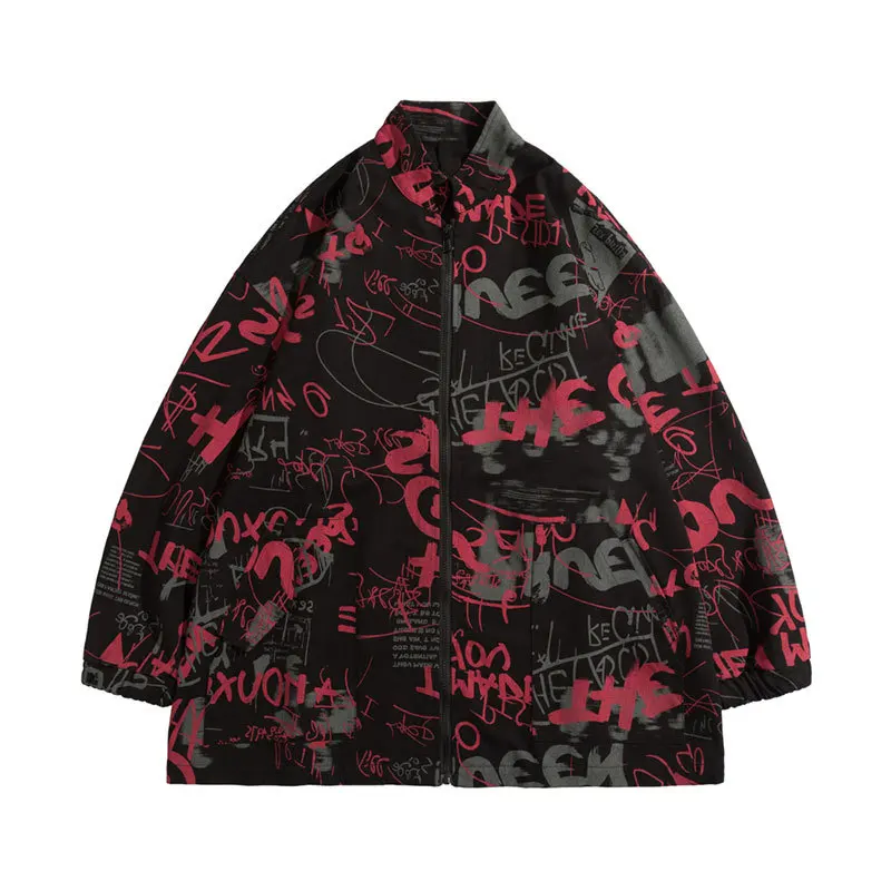 

Graffiti Jacket Men's Autumn Chic Baseball Uniform Fried Street Fashion Brand Jacket Pu Shuai Ins Trendy Long-Sleeve Top
