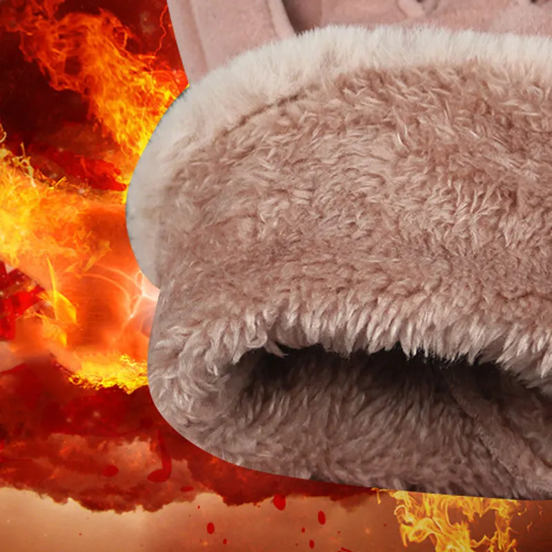 

Winter Gloves Biking Gloves PU Leather Full Finger Pad Plush Brand Touch Screen 2019 Warm Glove for Women Outdoor Sport J55