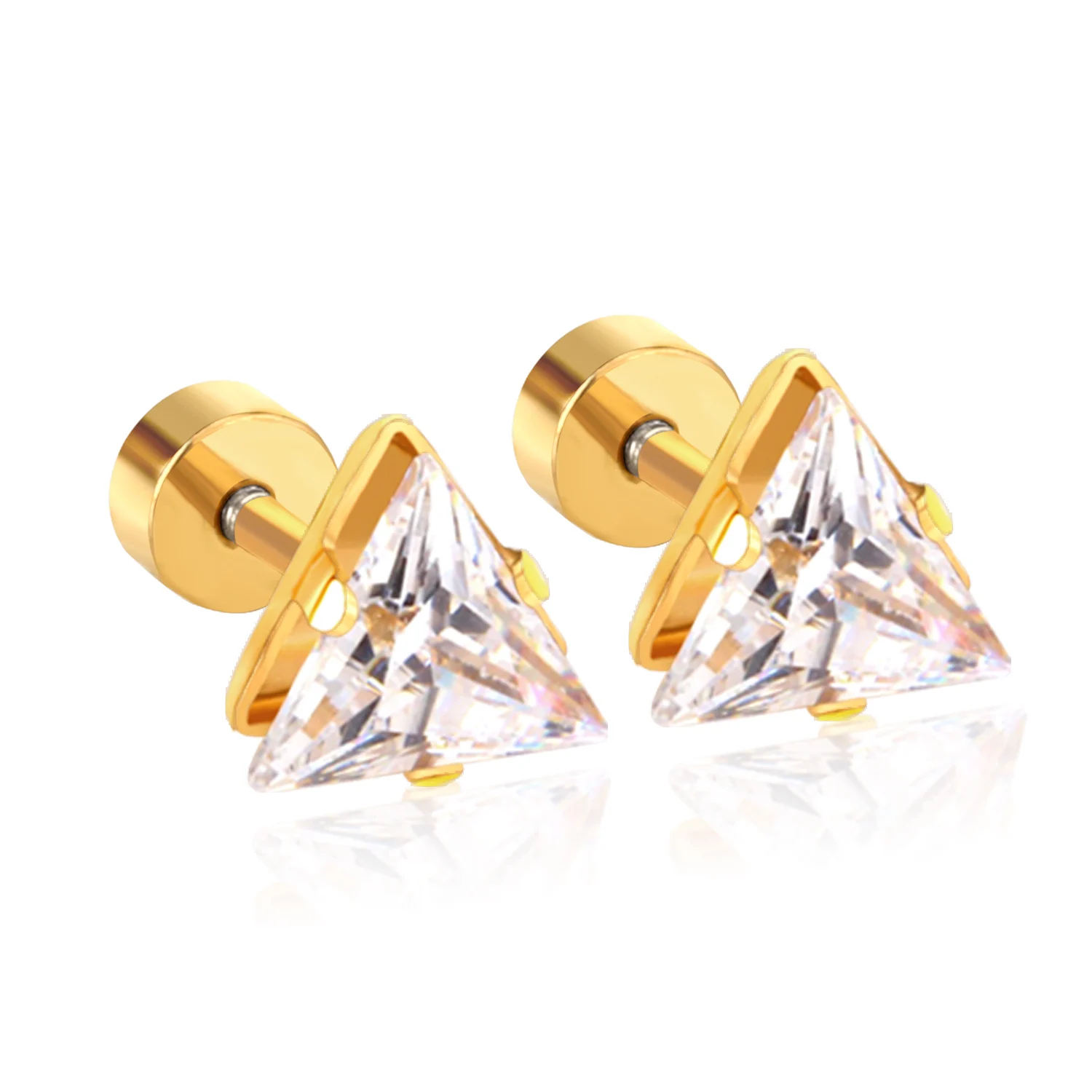 Серьги гвоздики LUXUKISSKIDS из нержавеющей стали золотого цвета в стиле пирсинга