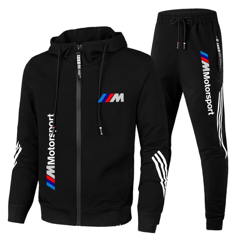 

2021 New Men's Fashion Hooded Stitching Printed Jacket + Pants 2 Piece Suit Men's Hoodie Sweatshirt Casual Jacket Hooded Cardiga