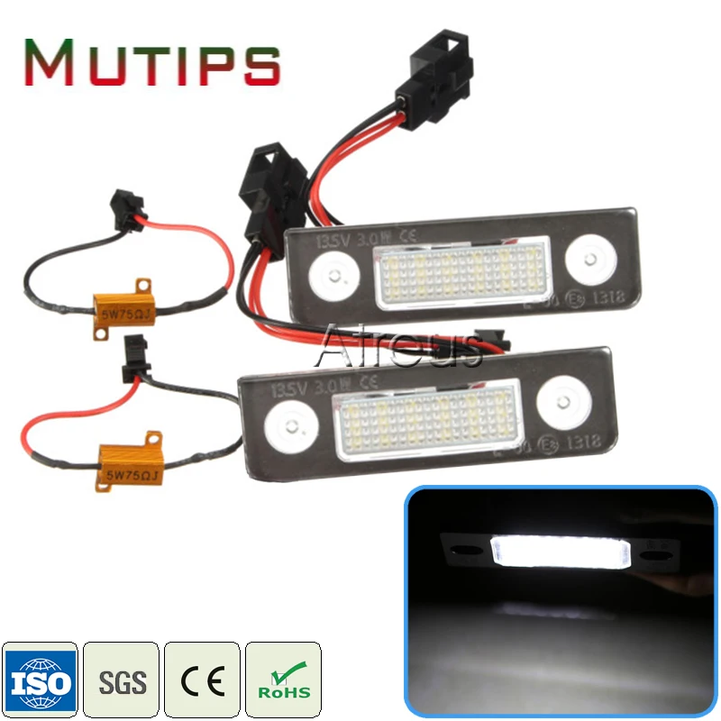 

Mutips 2X Автомобильный светодиодный Подсветка регистрационного номера для VW Skoda Octavia 1Z Roomster 5J Аксессуары Нет Ошибка Белый SMD светодиодные лампы...