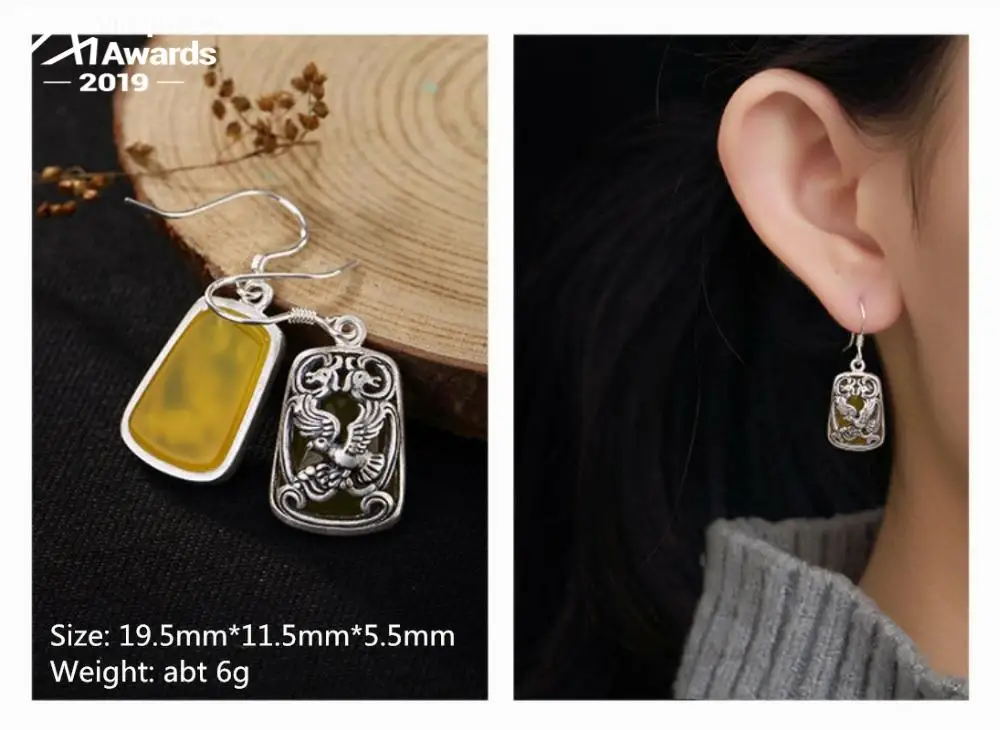 Серьги из серебра 925 пробы с искусственным драгоценным камнем | Украшения и