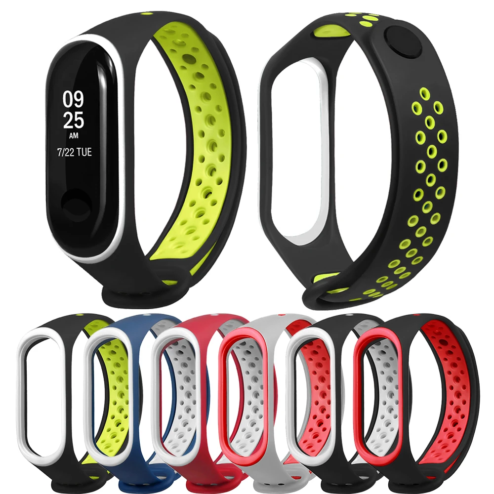 Ремешок силиконовый для Mi Band 4 цветной дышащий браслет 3 50
