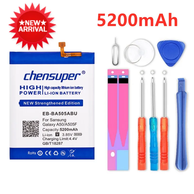 

100% Original chensuper 5200mAh EB-BA505ABN EB-BA505ABU Battery For Samsung Galaxy A50 A505F SM-A505F