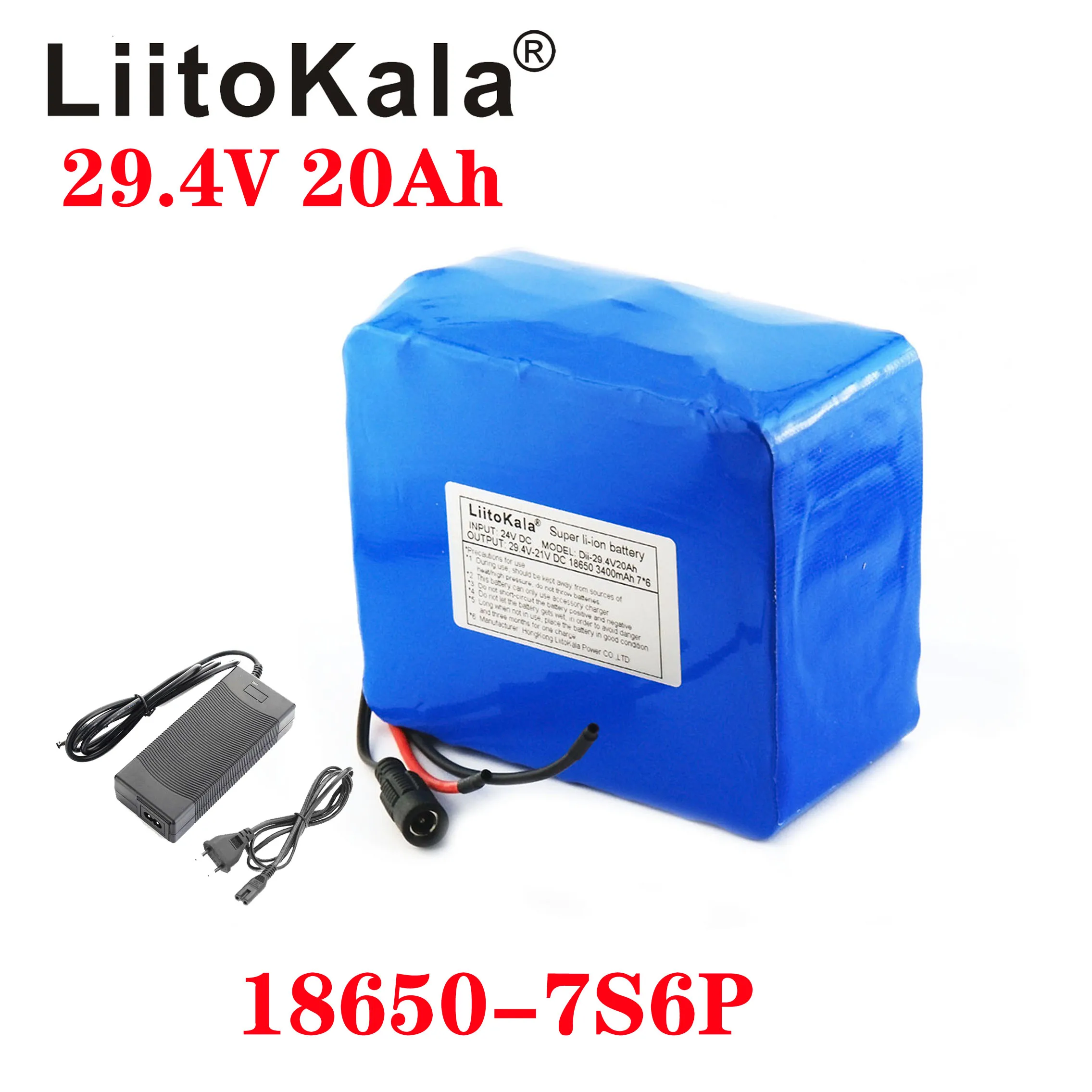 

LiitoKala 29.4V 40AH 7S12P Electric Bicycle Lithium Battery 700W 24V Electric bike battery use 18650 3400mah cell with 15A BMS