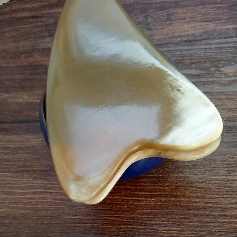 Массажер гуаша для лица и тела пластина массажа натуральный бычий рог