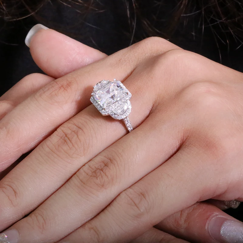 Обручальное кольцо AEAW Randiant Moissanite белое обручальное 6CTW с бриллиантами Lab 18k золото