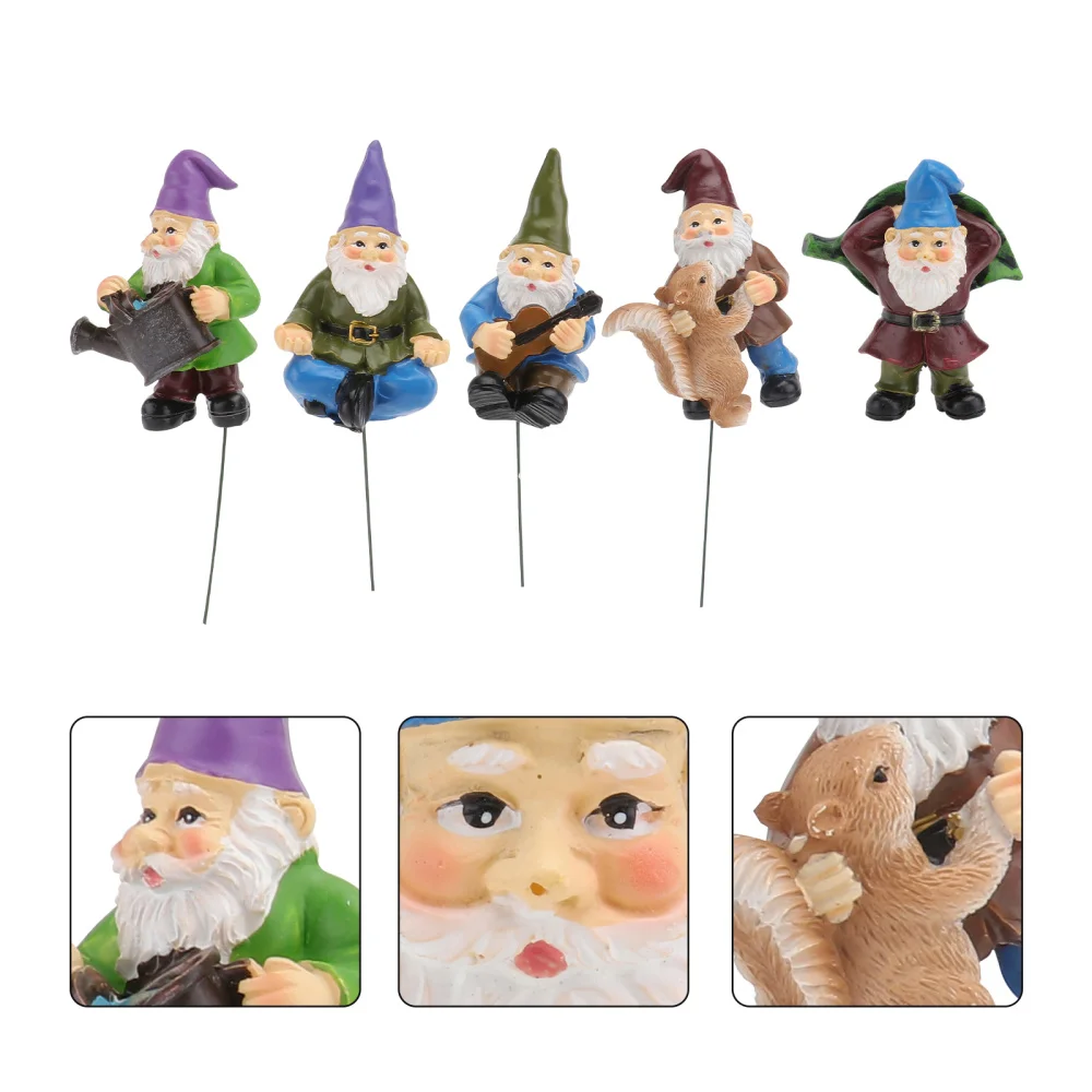 

5Pcs Creative Dwarf Cake Adorns Garden Adornments Decorative Resin Dwarfs