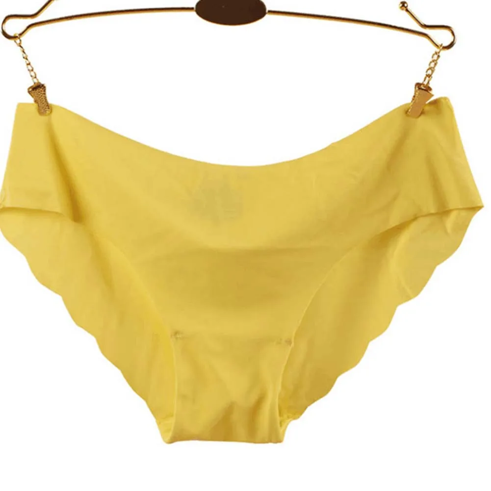 Женские трусики брифы тянущиеся однотонные ультратонкие бесшовные трусы из