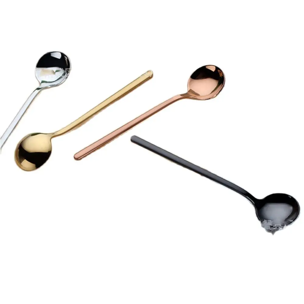 

2PCS stainless steel spoon tableware round spoon coffee stirring dessert spoon