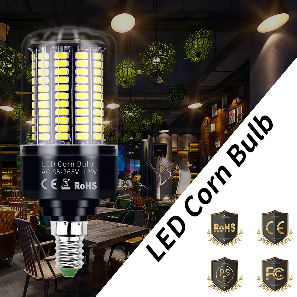 

E27 LED Indoor Lamp E14 Corn Light 85-265V LED Chandelier Bulb 3.5 5 7 9 12 15 20W No Flicker Corn Lamp Livingroom Lighting 2835