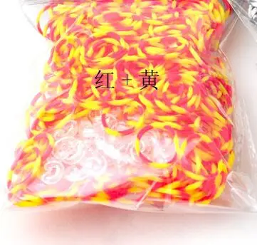 red yellow 600pcs Новые популярные леопардовые ткацкие браслеты Оранжевые радужные тканые резиновые браслеты детские развивающие игрушки - Цвет: red yellow 600pcs