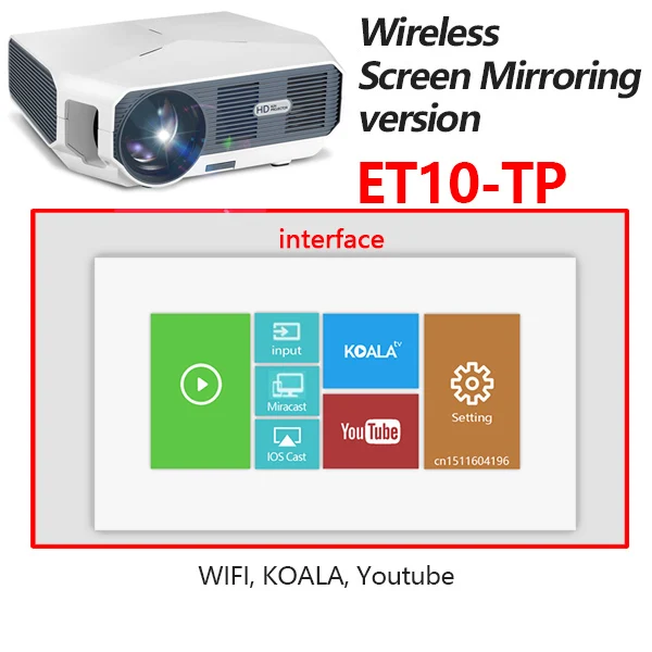 Mirroring Version Aon ET HD мини-проектор, 1280x720 P, видео-проектор. 3800 Яркость. 3D Кино. Поддержка 1080 P, HD-IN, USB(опционально версия Android - Цвет: Mirroring Version
