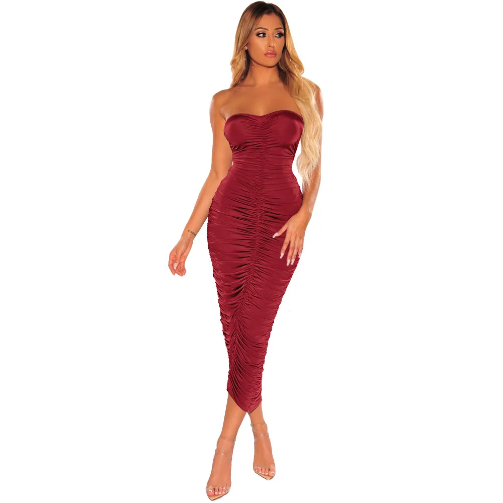 Сексуальное платье с открытыми плечами Бордовое без рукавов длинное открытой