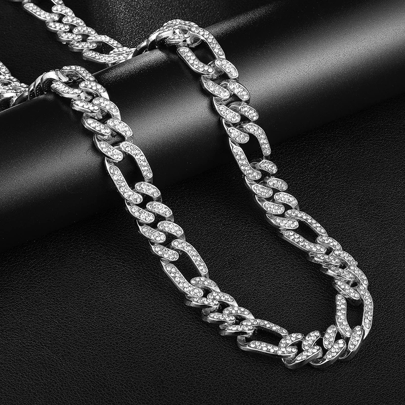 Iced Out Фигаро кубинское ожерелье цепь хип-хоп ювелирные изделия Чокер золотой