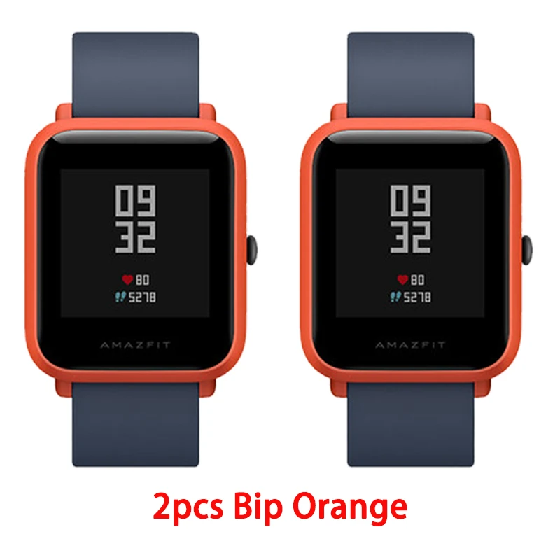 Orange 2pcs Смарт-часы Amazfit bip с английским/испанским/русским мультиязычным спортом, глобальная версия фитнес-часов - Цвет: Orange 2pcs