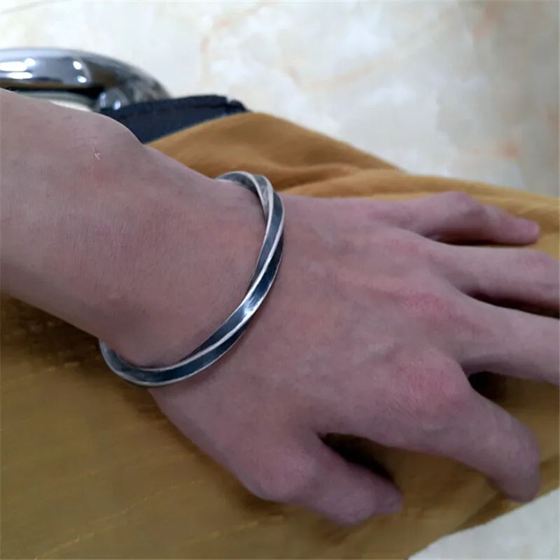 Мужской браслет из серебра 925 пробы в стиле панк|Гибкие и жесткие браслеты| |