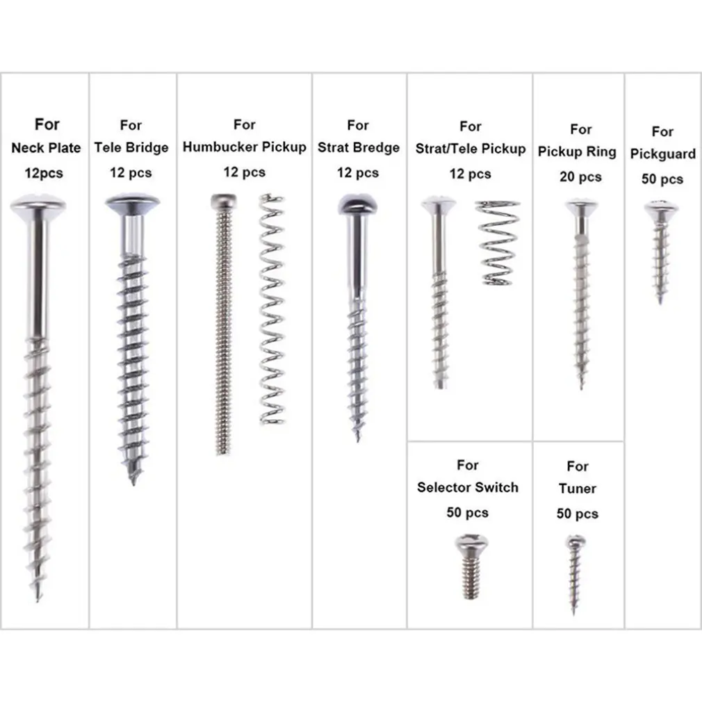 

Guitar Service Screw 9-piece Set Silvery Metal Guitar Accessories Pickup Tuner Spring Strap Buckle Screw