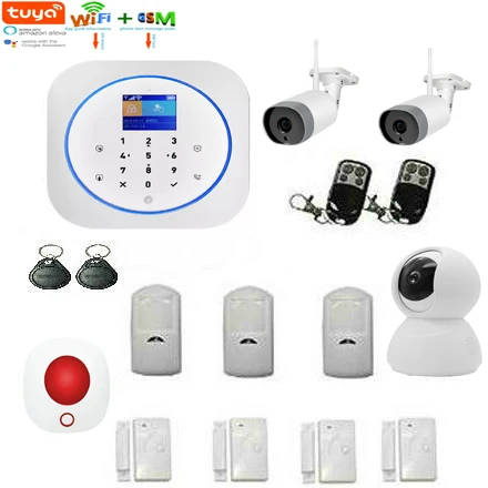 Wi Fi GSM SMS Охранная сигнализация система TUYA APP управление уличная ip камера детектор