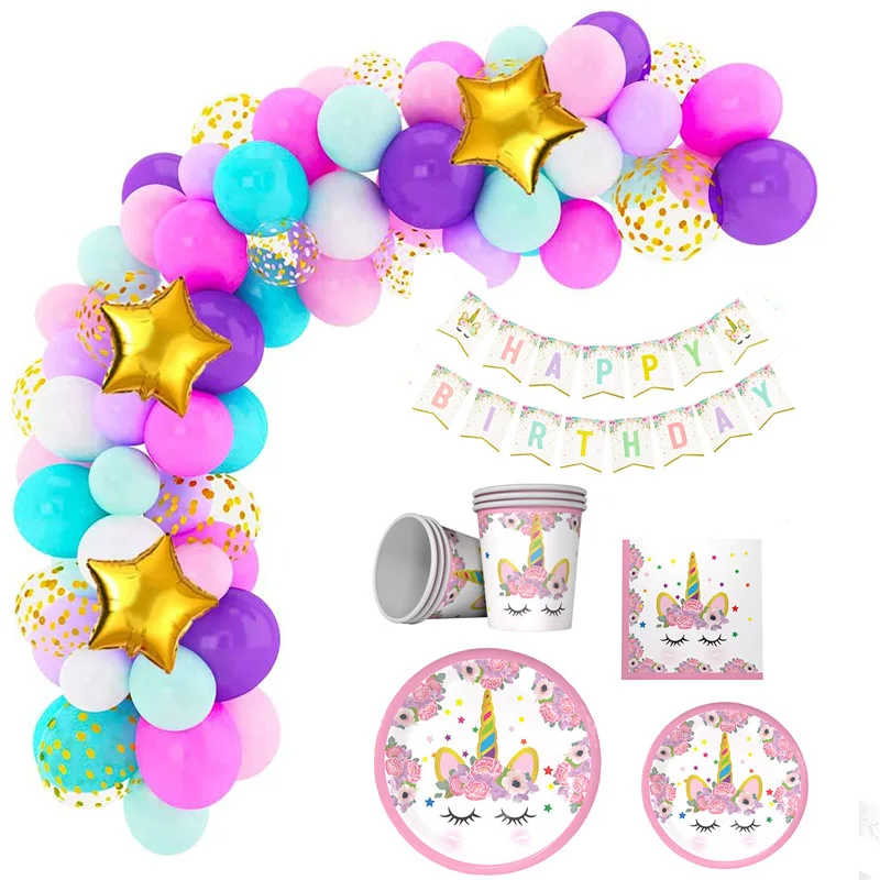 Вечерние салфетки для стаканчиков в стиле единорога одноразовая посуда девочек