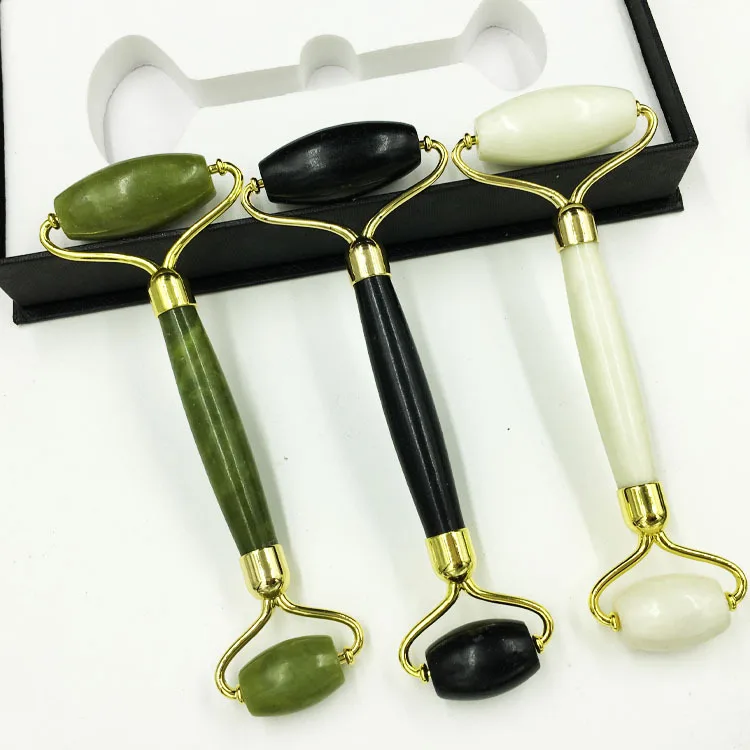 Массажный массажер для лица черный зеленый белый цвет натуральный Нефритовый