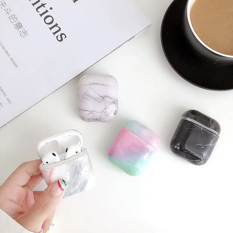 Чехол для наушников Airpods 2 роскошный мраморный Твердый чехол защитный аксессуары
