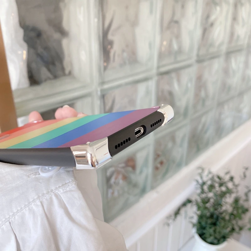 

Luxury Colorful Rainbow Phone Case For iPhone 11Pro Max Case 11 SE 2020 XR X XS Max 7 8 Plus Fashion Stripe Soft Back Cover Gift