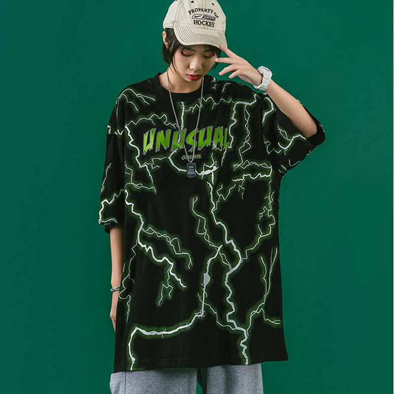 Светоотражающие буквы печатные хип хоп Футболка Мужчины Женщины 2020 Лето вырез