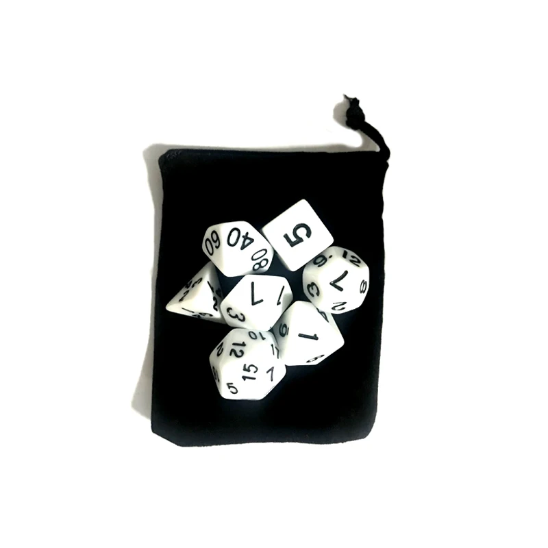 7 шт./лот набор костей с бархатной сумкой для игральных D4 D6 D8 D10 % D12 D20 красочные