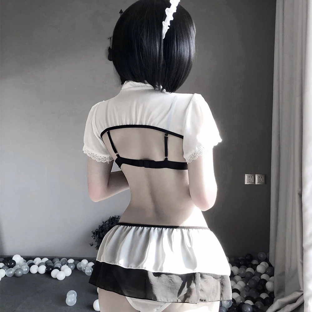 

Japanese Maid Costume for Women Sexy Cosplay Costume Lace Eroctis Babydolls Dress Three Point Servant Uniform Sexy Outfit