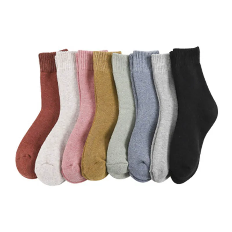 J free color LKWDer 3 Pairs Winter Warm Socks For Women Solid Color Thick Wool Rabbit Hair Socks Snow Against Cold Warm Cotton Sock Sox Meias - Цвет: J free color