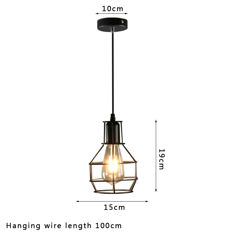 

LED Indoor E27 modern cage pendant light iron retro loft pendant lamp metal Guard Hanging restaurant Lamp living room decoration