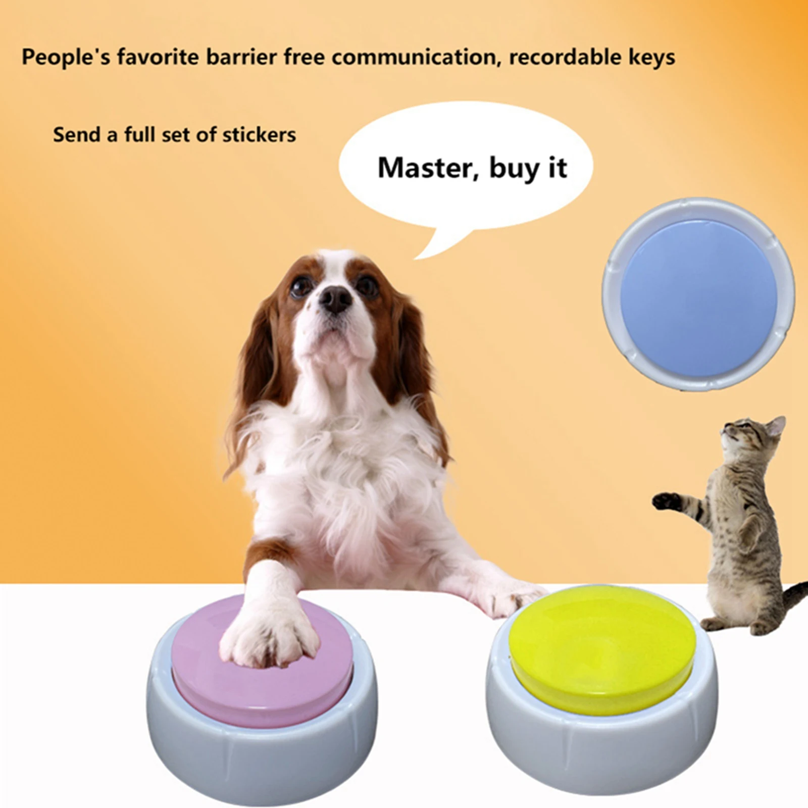 Pet voice communication button dog eating dialogue trainer cute pet speech recording training Buttons |