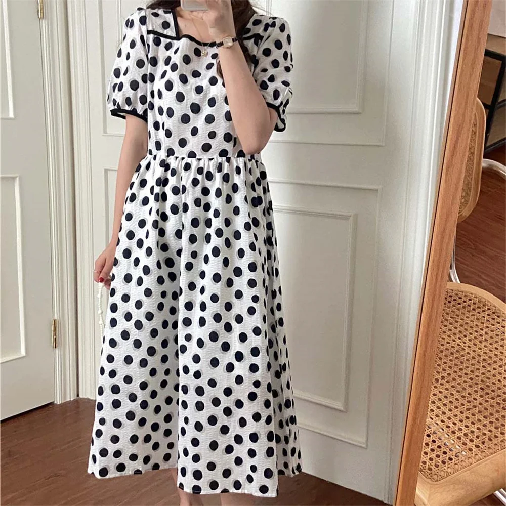 

Женское винтажное платье в горошек, с завышенной талией