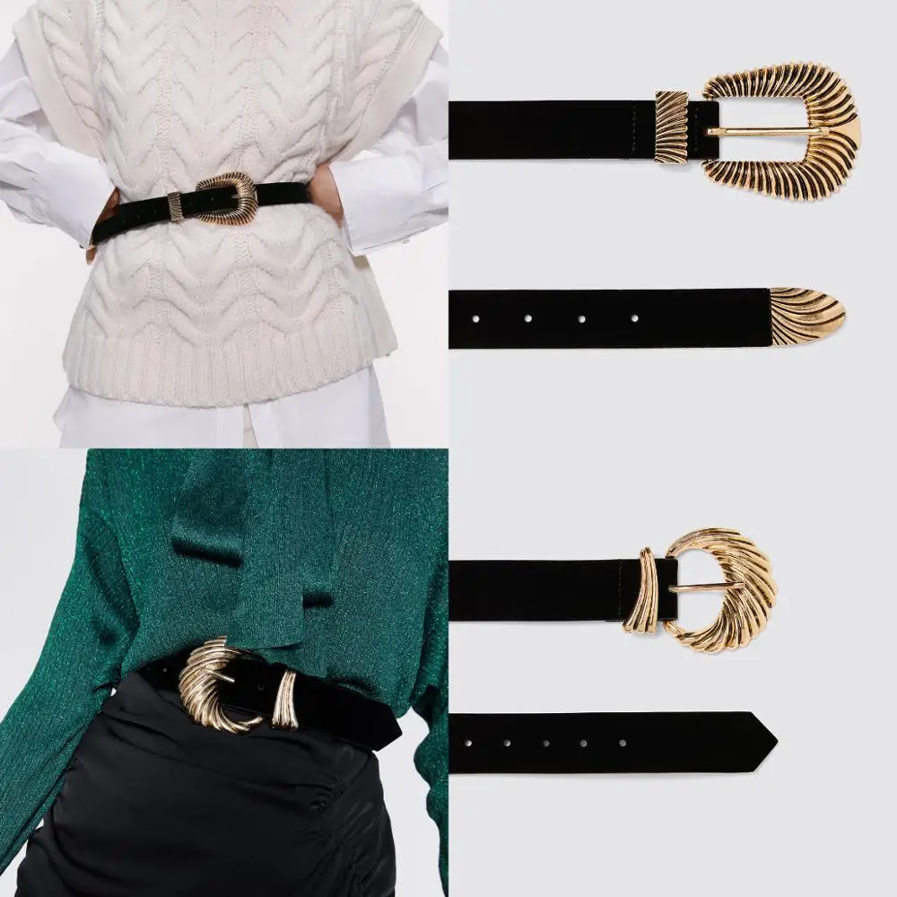 Женские винтажные ремни с металлической пряжкой ZA витой эксклюзивные аксессуары