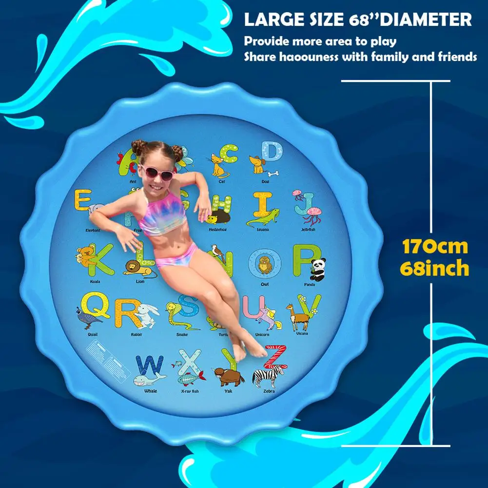 

170cm Inflatable Sprinkler Water Pad PVC Summer Outdoor Funny Water Splash Spray Mat Lawn Inflatable Sprinkler Cushion Toys