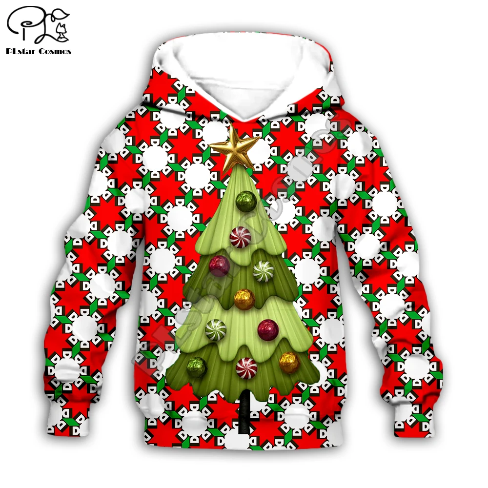 

Kids Merry Christmas tree Santa Claus costumes 3D print cartoon boy girl hoodies Sweatshirts zipper Jumper