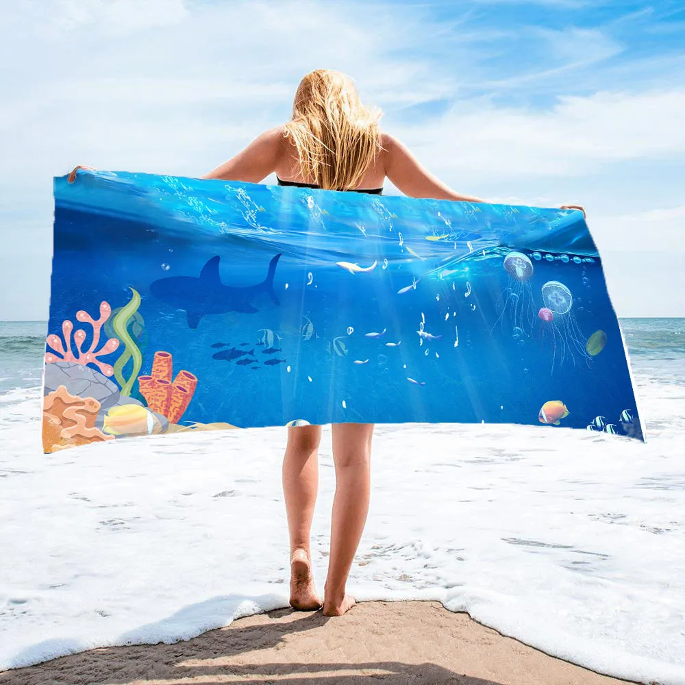

Square towel gold fish wave microfiber bath towel seaside vacation quick-drying beach towel