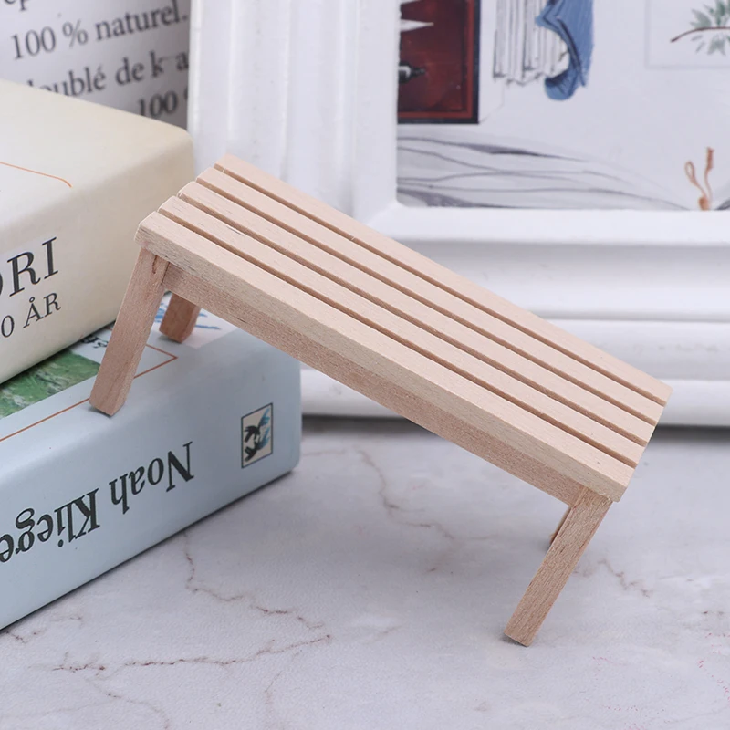 

Деревянный садовый длинный/короткий стул, 1 шт., модель, мебель, игрушки, аксессуары, 1:12 миниатюрный кукольный домик