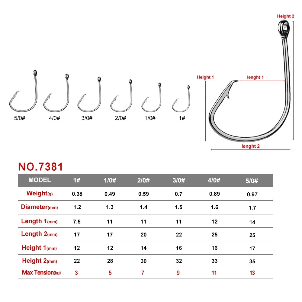 Mix 100pcs 5 Sizes 7381 Fishing Hook Set Kit Sport Circle HC-21 | Спорт и развлечения