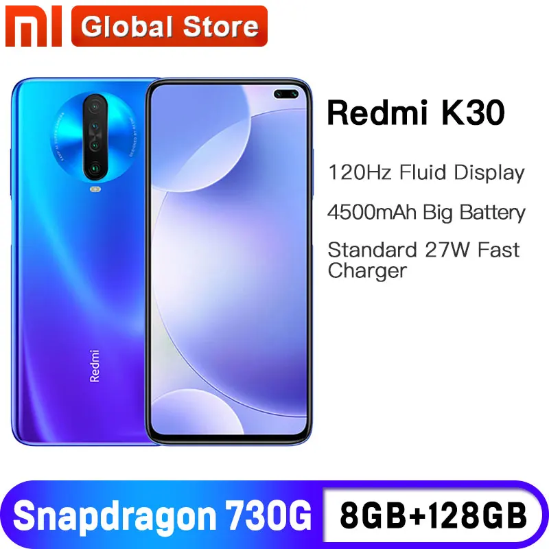 Xiaomi Redmi K30 смартфон с восьмиядерным процессором Snapdragon 730G ОЗУ 8 ГБ ПЗУ 128 120 Гц 4500