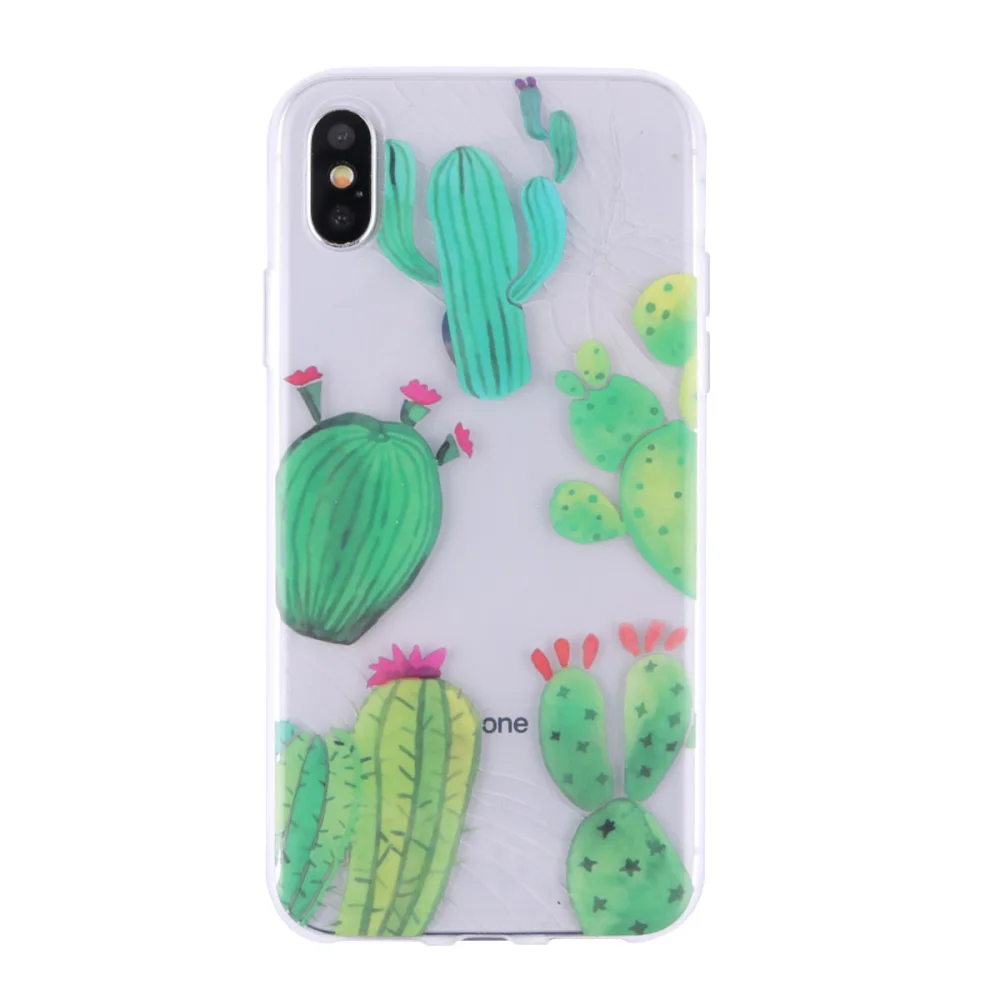 Мягкий ТПУ защитный чехол с принтом кактуса ударопрочный из для сотового