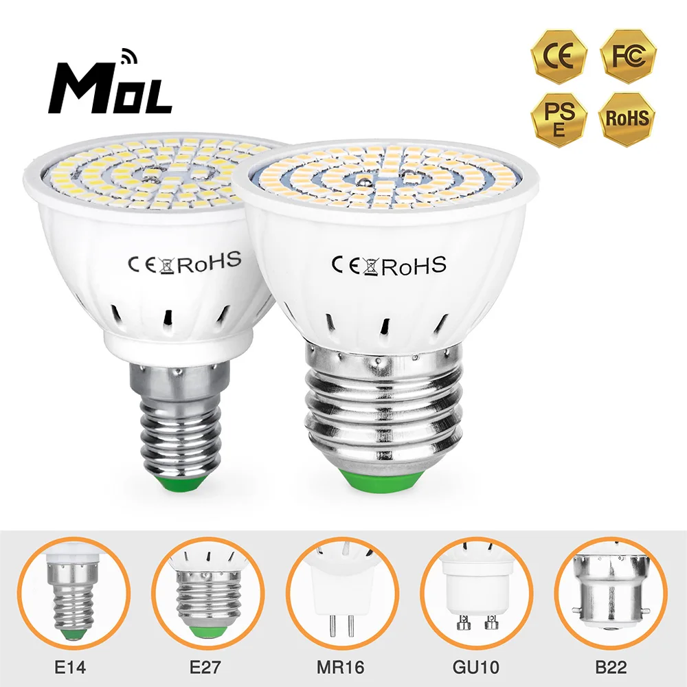 

MOL GU10 220V 10pcs LED Lamp Cup Spotlight 80LED Light Chandelier Replace Halogen Bulb
