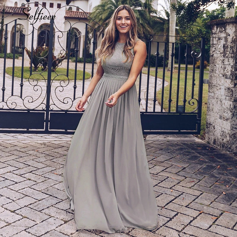 Новое Женское платье элегантное вечернее длинное шифоновое длиной до пола с