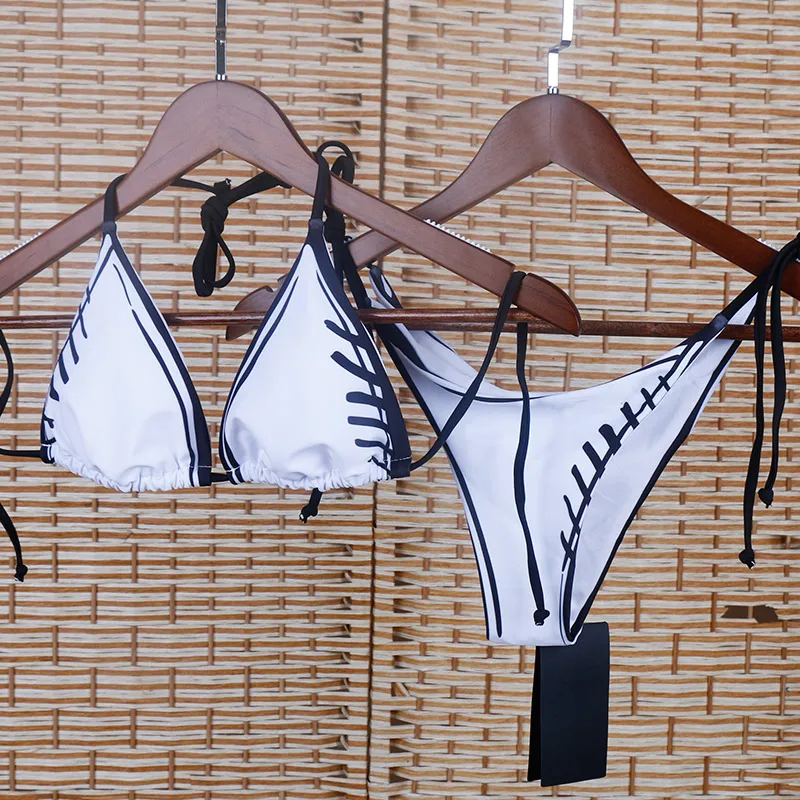 Белый Роскошный дизайнерский шею купальник пуш ап бразильские бикини Одна