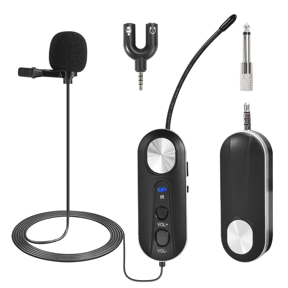 

Wireless Lavalier Microphone UHF Rechargeable Transmitter Receiver Condenser Wireless Mic System for Interview Vlog Video