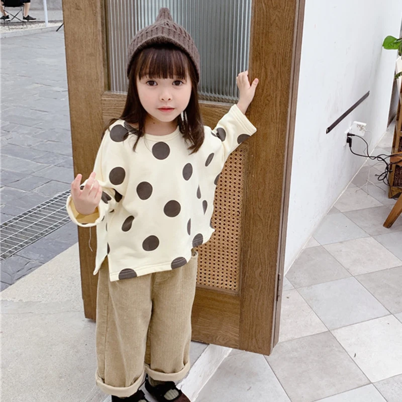 

Spring Autumn Korean Baby Girls Wave Point Shirts New 2020 1-6Yrs Children Children's Shirts Baby Girls Loose Long Sleeve Shirt