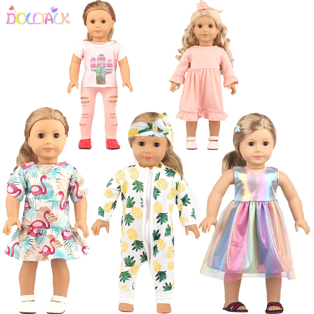 5 Sets American 18 Inch Girl Doll Clothes Animal Tree Mickey Clothes Dress Set For 43cm New Born Baby&OG,Doll Accessories Gift images - 6